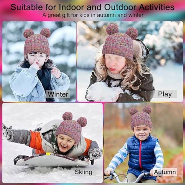 Skjerf, hansker og lue (3 deler) - for gutter i alderen 2-8 år - Regnbue