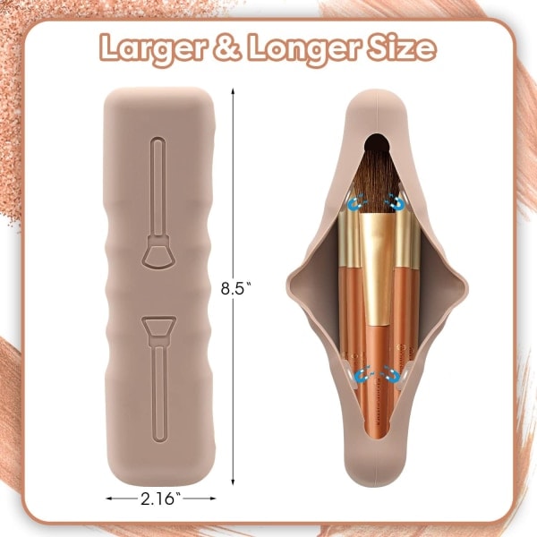 rush Svampeholder, Silikone Makeupbørste Beskyttelsespose Rejse Blender Suge Tørrestativ, Magnetisk Makeupbørste Etui Organizer 2brush+2sponge