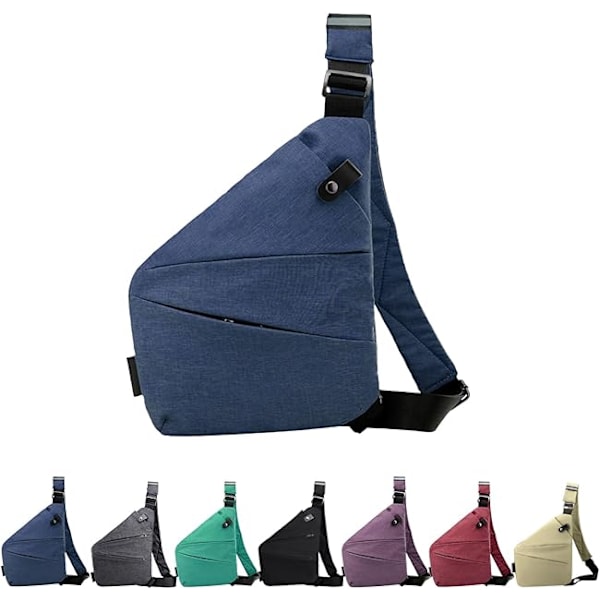 Stöldskydd Crossbody Väska för Kvinnor Personlig Flex Resväska Stöldskydd Cross Body Väska Sling Bröstväska för Män Blue