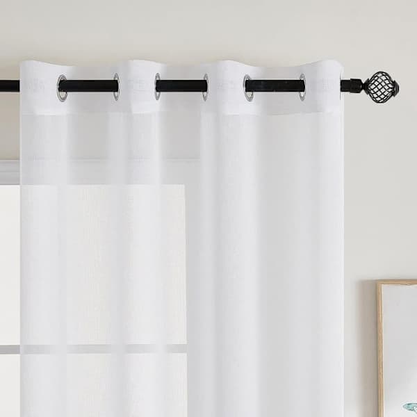 2-pack transparenta voilegardiner med öljetter, 137x228 cm, för vardagsrum och sovrum Vit