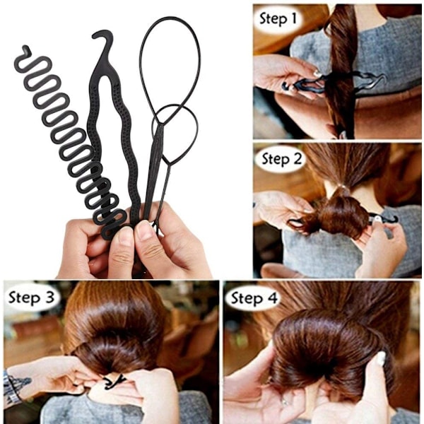 DIY Hiustenmuotoilutarvikkeet, Hiustenmuotoilusetti, Maaginen Helppo Nopea Spiraaliletti Hiustenmuotoilusetti (4 osaa Letitystyökalusetti)
