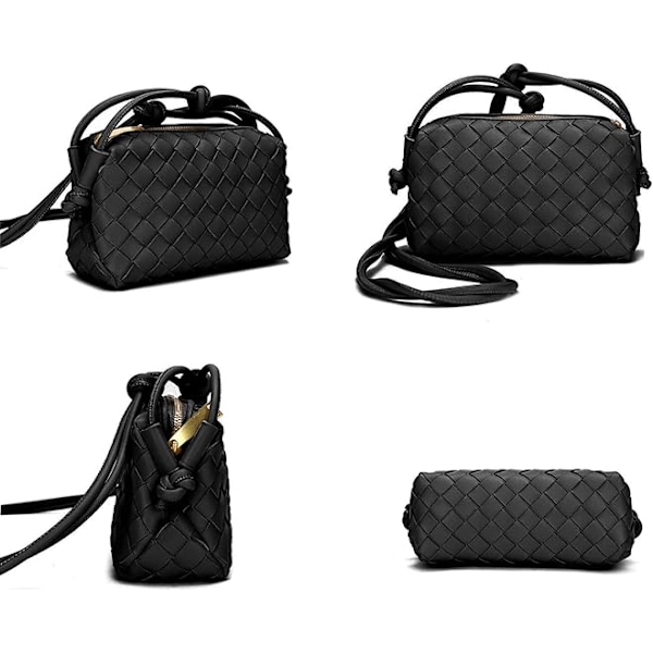 Vävd damväska, Vävd väska med handtag, Vävd axelväska, Crossbody-väska Blanco