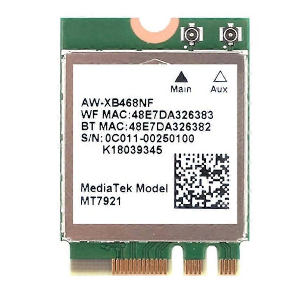 MT7921 WIFI6 2.4G 5G Gigabit Nettverkskort M2 5.2 BT Nettverkskort
