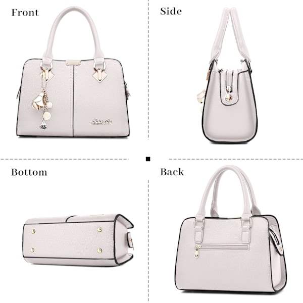 Håndvesker for kvinner Elegant anheng Damer Skuldervesker Topphåndtak Crossbody Veske PU Lær for Shopping Arbeid Dating White