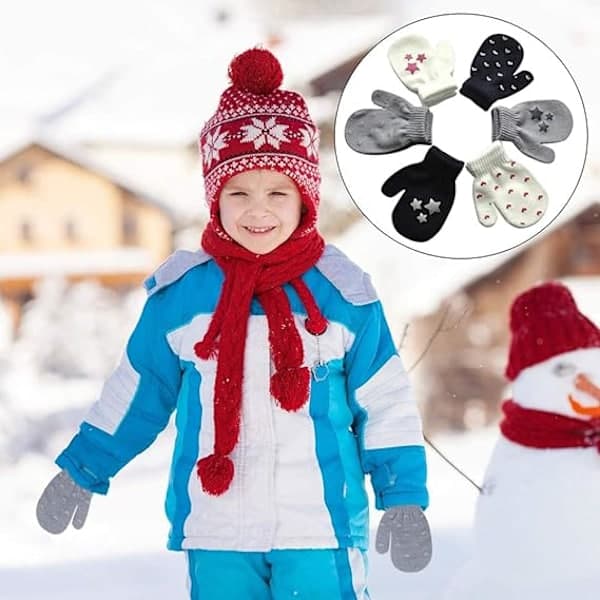 Par børnevanter, varme strikkede vanter, vanter