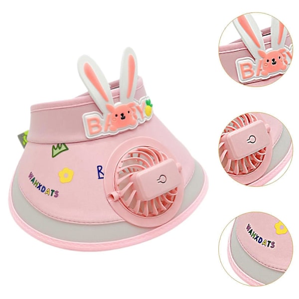 Solskärm Keps med Fläkt USB-driven Solhatt Inbyggd Fläkt för Flickor Pojkar Barn Strand Rosa Pink M