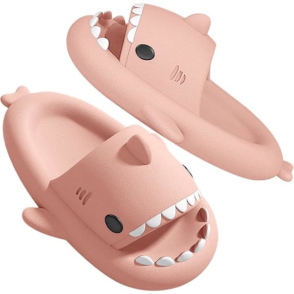 Hajtofflor för pojkar och flickor, Shark Flip Flops för män och kvinnor, Shark Slippers, Bekväma halkfria pool-hajsandaler med tjock sula för sommaren Rosa 40/41