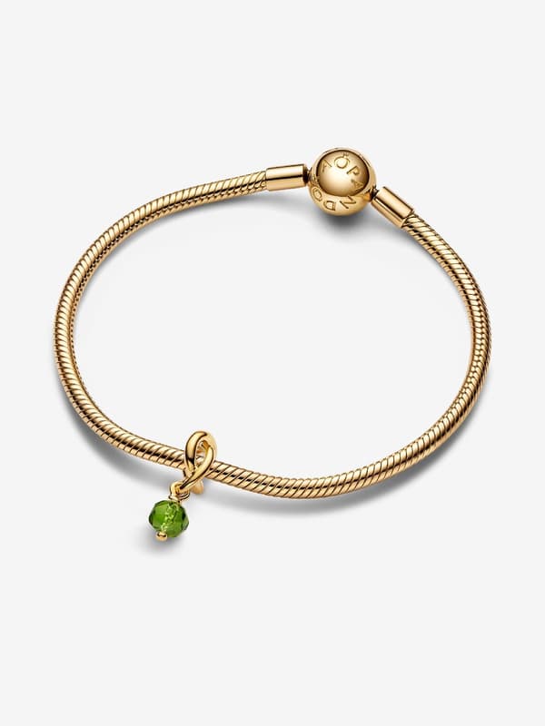 - Facetteret Spring Green Eternity Circle Dangle Charm - 14k guldbelægning