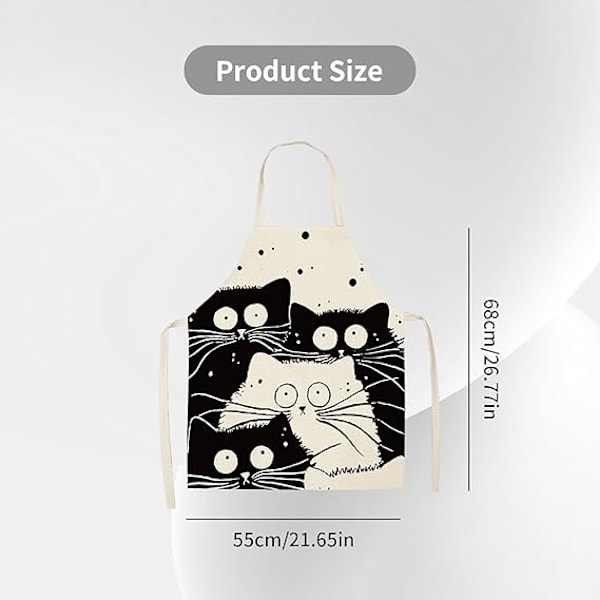 Söt Kattförkläde för Matlagning, Roligt Justerbart Köksförkläde för Män & Kvinnor, Söt Kattdesign, Kök & Bakförkläde, 55 cm x 68 cm