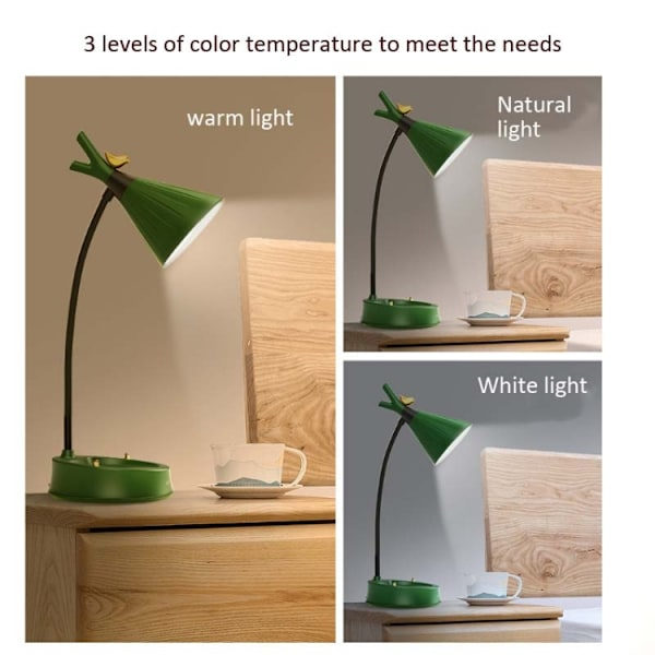 GIVELONG Skogs fågel LED Touch Usb bordslampa med mobiltelefonhållare sovrum sänglampa nattlampa (GL362-1 Rosa)