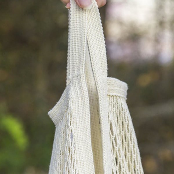 Gjenbrukbar Stor Handlenettpose i Mesh, Bærbar (Beige)