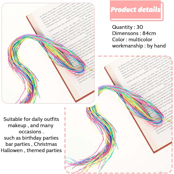30 stk. Assorteret Gradient Farve Hårreb Bånd Regnbue Fletning Hår Elastik DIY Hestehale Fletninger Jul Karneval Hårstyling Tilbehør