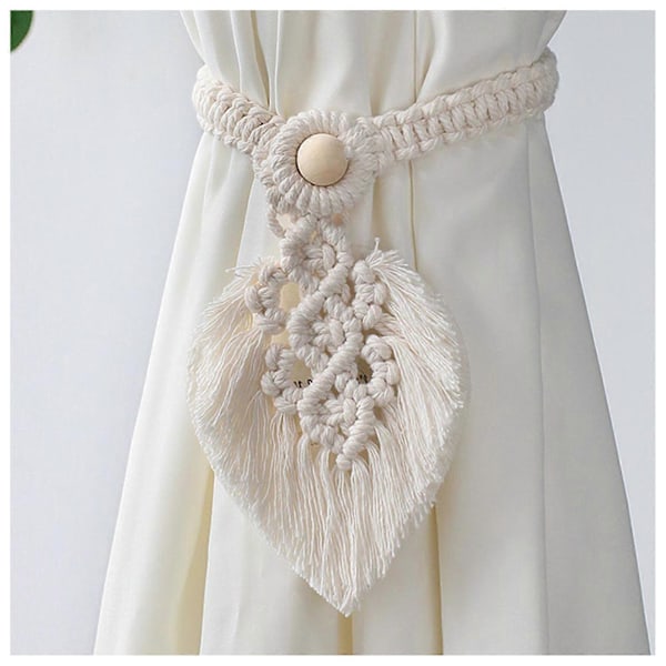 Makramé Dekorative Gardinbånd Kawaii Boho Rom Gardindekor for Romdekorasjon Beige