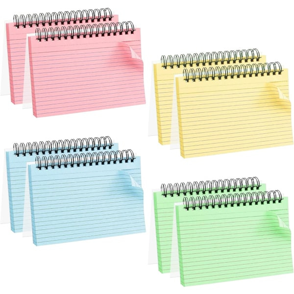 400 stk. Indekskort Farvede repetitionskort 3x5 Flashkort Spiralbundne flashkort Repetitionslinjerede diskkort Notekort til skole L 400
