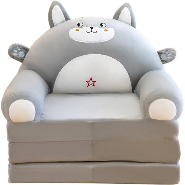 IQYU Stiftung Warentest Barnstol, fåtölj, soffa, kudde, plysch, hopfällbar, med ryggstöd, 2 i 1, hopfällbar barnsoffa, (AC, One Size) Raise your hand, mouse