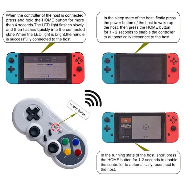 Trådløs Gamepad-kontroller for Nintendo Switch PC Dual Moto