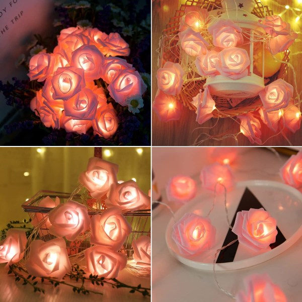 Blomster ljusslinga, LED ros ljusslinga, 3M 30LED