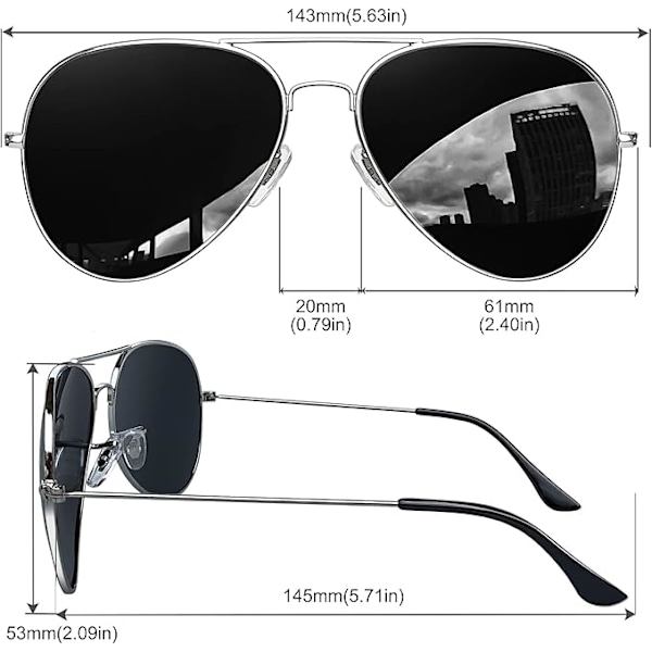 Klassiske Store Aviator Solbriller Menn Polarisert, Lett Metallramme Solbriller Retro, Solbriller Kvinner Kvinner