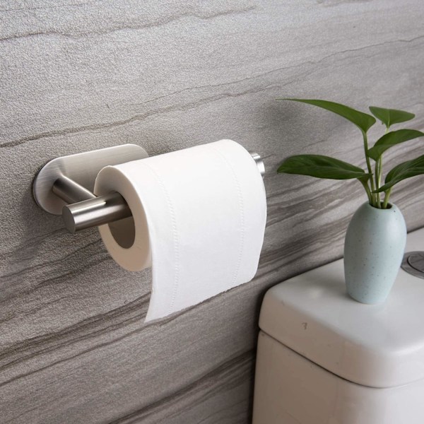 Toiletpapirholder Selvklæbende - Toiletpapirholder til Badeværelse Klæb på Væg Rustfrit Stål Børstet