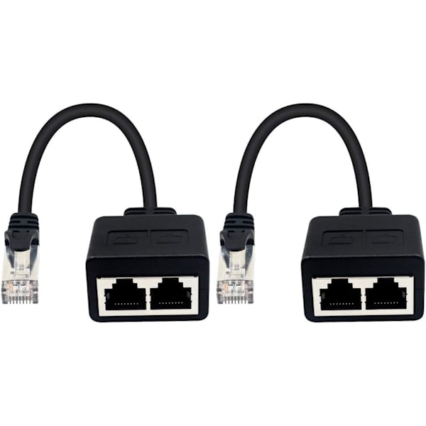 RJ45 Nettverks Splitter Kabel, RJ45 1 Hann til 2 Hunn for Ethernet Cat 5/CAT 6 LAN Ethernet Kabel Forlenger Bla gjennom Online (Bruk Samtidig (1 Par)