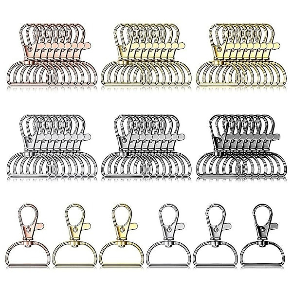 48 stk. premium metal hummerlås nøglering krog indvendig bred 1 tomme D-ring
