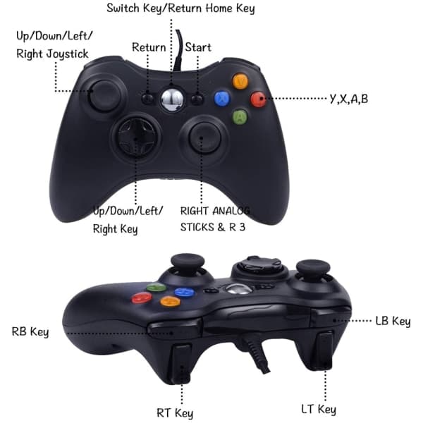 Nyt Design Xbox 360 Controller USB Kablet Spilcontroller til Microsoft