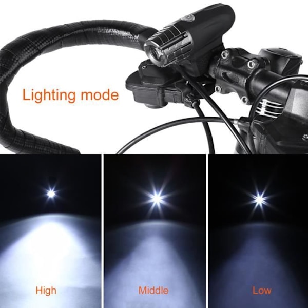 OUTAD Ultra Kraftig LED Forlygte - USB Genopladelig - Til Mountainbikes - Sort