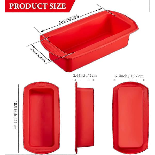 Silikonbrödform, 3-pack, non-stick för kaka, köttfärslimpa och paj