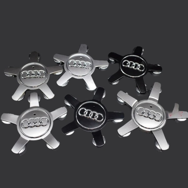 Passer til Audi 134mm Fem-Klo Dæksel Fælg Nav Logo A6 A4L-Audi 5-Klo Konveks Sub-Sort (Fire Pak)