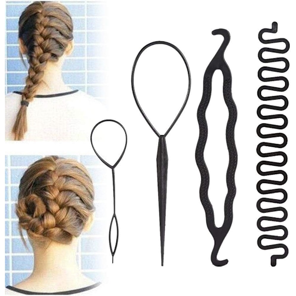 DIY Hiustenmuotoilutarvikkeet, Hiustenmuotoilusetti, Maaginen Helppo Nopea Spiraaliletti Hiustenmuotoilusetti (4 osaa Letitystyökalusetti)