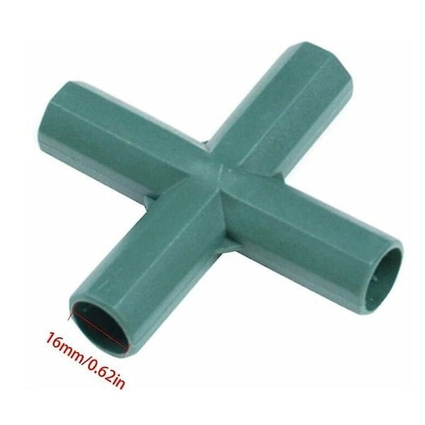 10 stk Plastrammekoblinger Koblinger rettvinklede rørkoblinger Byggekoblinger for drivhus 16mm 4-veis kryss