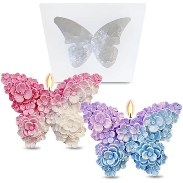 3D Blomster Sommerfugl Silikoneforme Epoxyharpiksforme Blomster Sommerfugl Lysforme til Lysfremstilling Silikoneform til DIY Duftlys Gips Sæbe