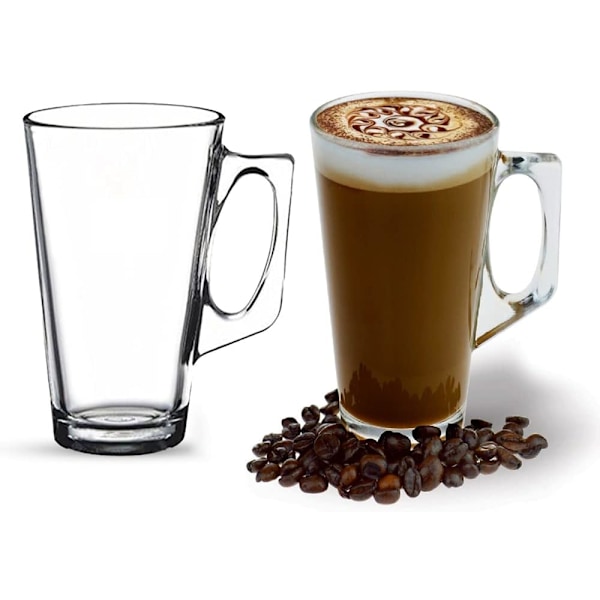 Suuret Latte Lasikahvikupit - 375 ml (12,6 oz) - Lahjapakkaus, 2 Latte-lasia