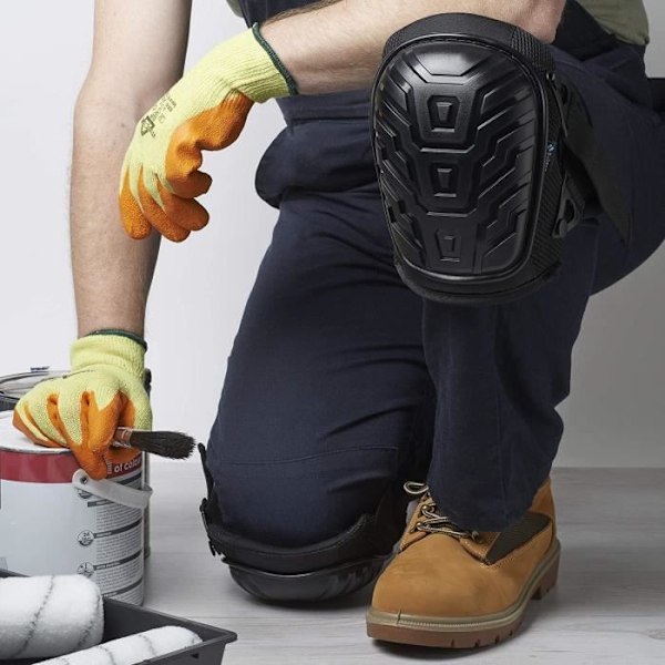 Knebeskyttere Arbeid EVA-skum Polstring med Gelpute Komfortable Knebeskyttere Justerbar Stropp Lett å Feste for