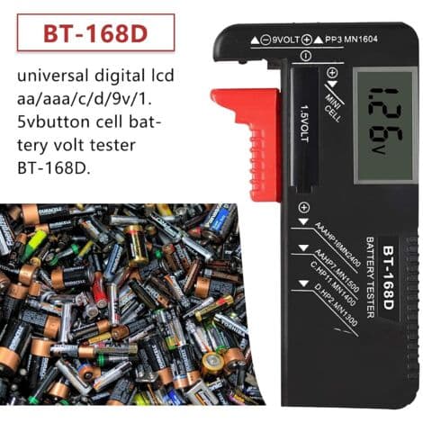 Digital batteritester, universal batteritester, batteritester, til AA, AAA, C, D, PP3, 9V, 1.5V, knapcellebatterier - Fungerer uden batterier