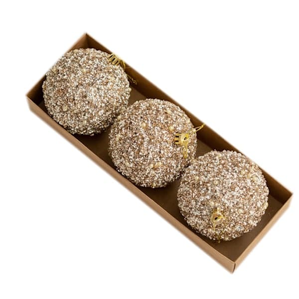 Champagne Julekuler Sett Juletrepynt-FF- 3 stk 8cm 3pcs 8cm