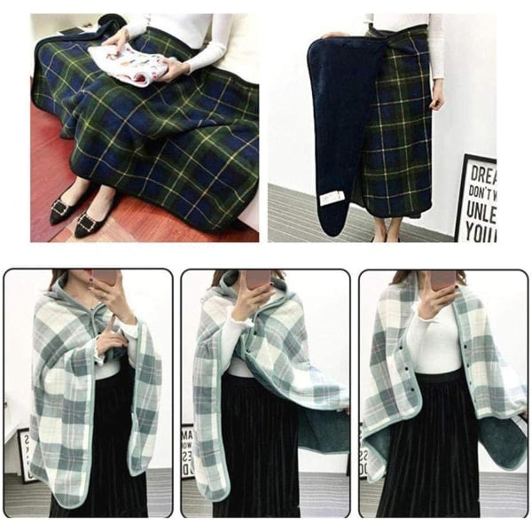 Lady Multifunktionell Dubbelskiktad Tartan Rutig Filt, Halsduk Sjal Bärbar Filt Mjuk Sjal, Stor Varm Mjuk Sjal Wrap, Filt Vinter Varm green