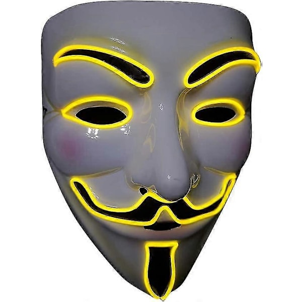 LED-naamio V Vendetta -naamio Neon Valo EL-johtonaamio Halloween-asuun Cosplay-juhliin (V-VIHREÄ) V-yellow