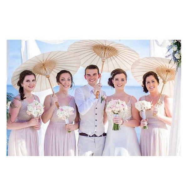 Papir Parasol Strandparaply Hvid DIY Paraply Fotografering Rekvisitter til Brusebad Fester Bryllup 60cm/23.6inch