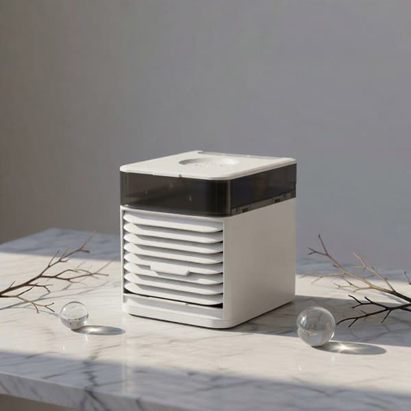 Mini køleventilator, forbedret 3. generation universel USB, skrivebord, hvid