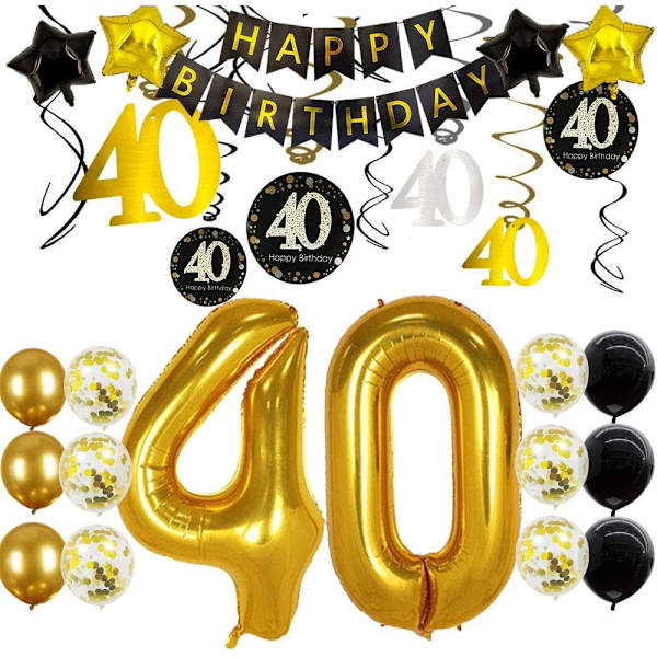 40-års dekorationer för honom män grattis på 40-årsdag festballonger dekorationer 40 år 40-årsdag dekor 40-årsdag kvinnor henne