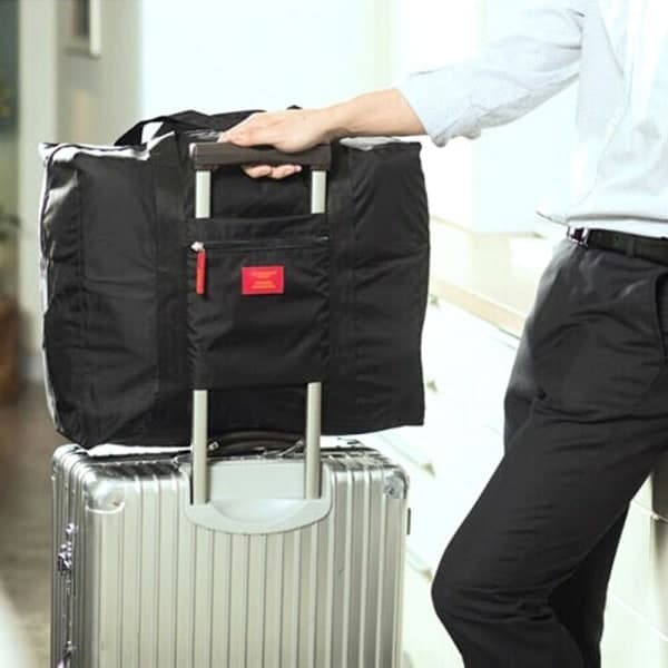 Taske med fastgørelse til håndbagage, sort