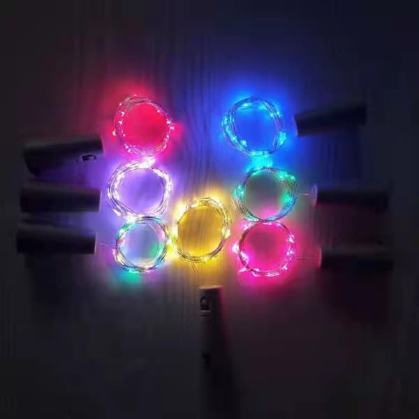 12 flaskelys, vinkorklys, 2 meter 20 lys, knappcellebatteridrevne LED-lys, vinkjedlys lilla