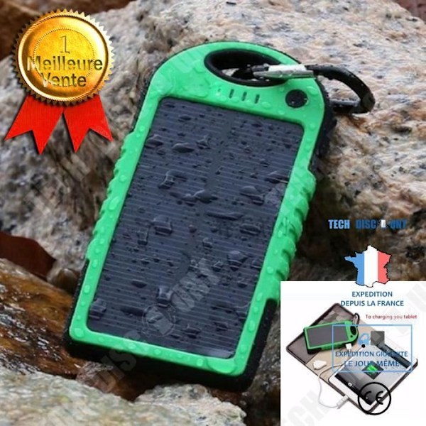 TD® 5000mAh Solcellsladdare Powerbank Portabel Nödladdare Dubbla USB-portar Externt Batteripack för iPhone Android MP4 PSP iPad GPS