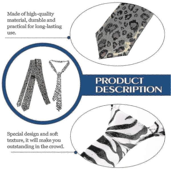 2-pack herrslipsar med djurmönster Cool gepard leopard zebra slips-bra