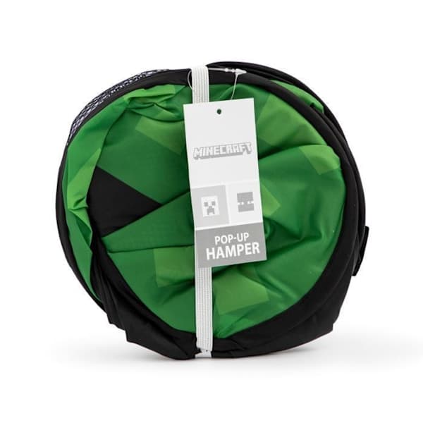 'Minecraft 'Creeper', udtræksopbevaringskurv - 36x36x58H cm - 100% polyester' Grøn, Sort