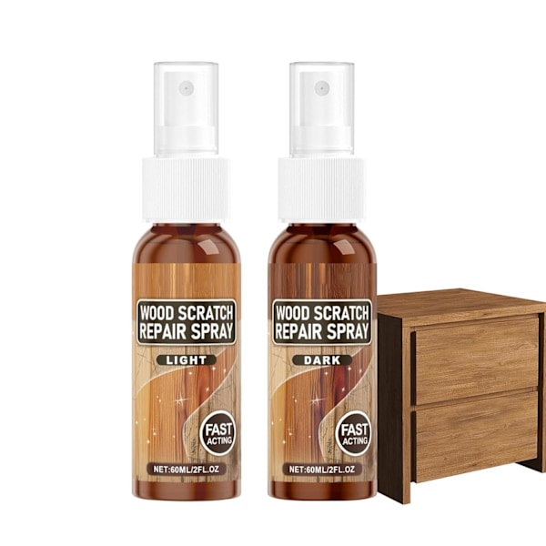 Treskrape Reparasjonsspray, 2 stk 60ml Tre Skrapefjerner Spray, For Tregulv Bord, Fyllstoff Eik, Skap, Dør, Finér