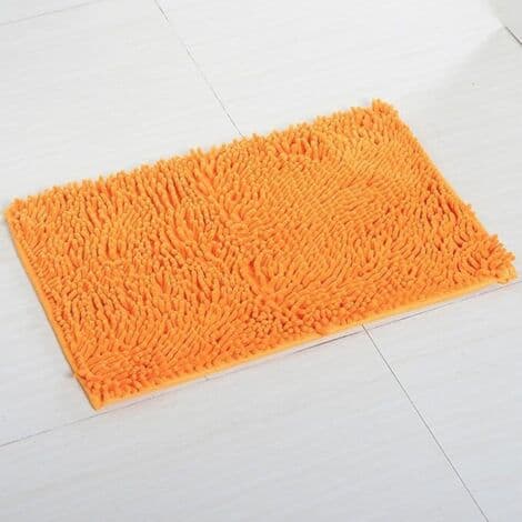Chenille mikrofiber badrumsmatta 60x90cm – Superabsorberande och halkfri – Lättskött – Orange
