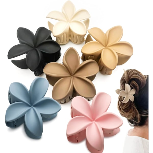 6 st Blomhårklämmor Halkfria Matta Hårklämmor för Kvinnor Tjockt till Tunt Hår Styling Tillbehör Söta Hårklämmor