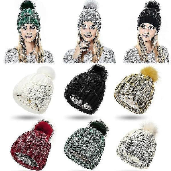 Unisex Stretch Satin Stickad Mössa Älv Ull Varm Beanies